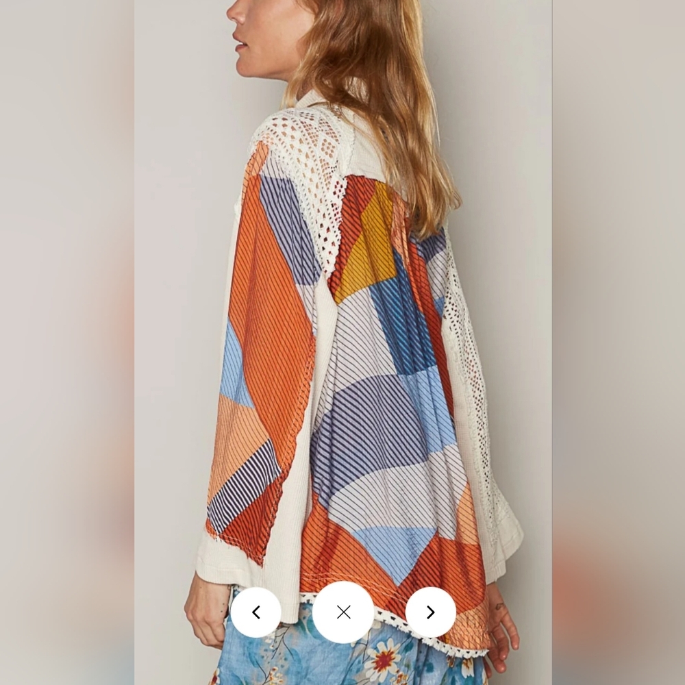 POL Colorful Patchwork Button-Up Top - Picture 3 of 4